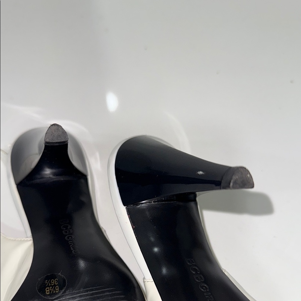 BCBGirls White and Black Slingback Heels - Picture 9 of 11